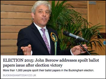 John Bercow addresses spoilt ballots after election victory.